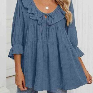 ZESICA Womens Scoop Neck 3/4 Length Sleeve Top M